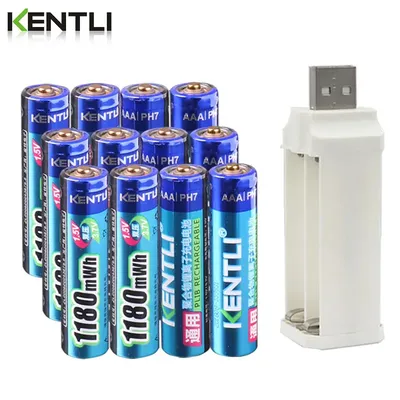 KENTLI – batterie lithium-ion rechargeable 1.5v 1180mWh polymère aaa 4 emplacements