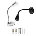 Applique murale LED tactile à intensité variable, noir et argent, DC12V 24V, avec cou flexible et prise de sortie USB, lampe de lecture USB LED 3000K 6000K