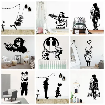 3D Banksy soldats amovible Art vinyle Stickers muraux vinyle autocollants autocollant Mural