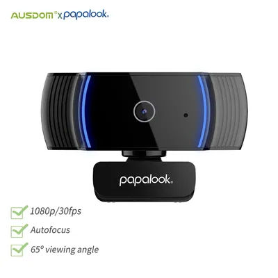 PAPALOOK-Webcam HD 1080P AF925 Autofocus avec Microphone Len en Verre à 5 Couches Prise USB pour