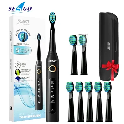 Seago – brosse à dents électrique sonique SG-507 pour adulte 5 Modes Micro USB Rechargeable kit