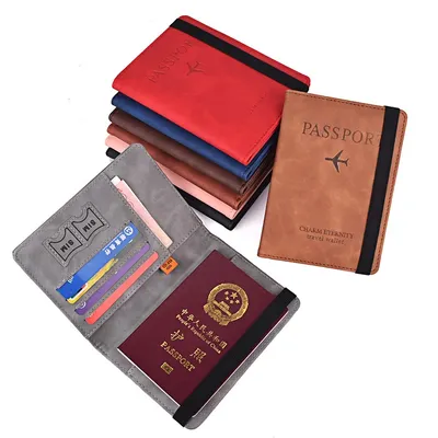 Couverture de passeport en cuir avec blocage RFID porte-passeport de voyage dans le monde entier