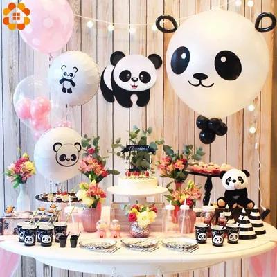 Ballons Panda en Latex 1 ensemble guirlande de banderole avec lettres d'animaux de dessin animé