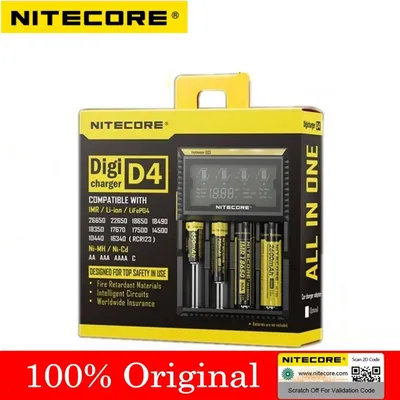 NITECORE-Chargeur de batterie D4 wiches I4 I2 LCD chargeur intelligent LYuitry global 18650