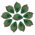 Plumes de paon vertes avec maille à paillettes phénix patchs brodés fer à coudre badges pour