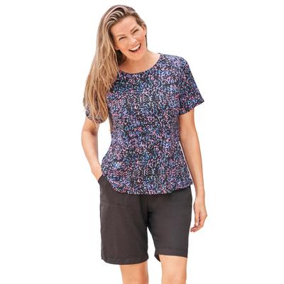 Plus Size Women's The Swim Tee by Swim 365 in Black Confetti (Size 22/24) Rash Guard