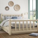 Loon Peak® Homestead Collection Lodge Pole Pine Storage Bed Wood in Gray/White/Brown | 47 H x 46 W x 87 D in | Wayfair