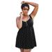 Plus Size Women's Retro Swim Dress by Swim 365 in Black Dot (Size 24) Swimsuit