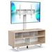 Latitude Run® Frica Black/Brown Swivel Floor Stand Mount for Greater than 50" LED Screens w/ Shelving, Holds up to 110 lbs in White | Wayfair