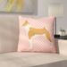 Wildon Home® Burniece Basenji Indoor/Outdoor Throw Pillow Polyester/Polyfill blend in Pink | 14 H x 14 W x 3 D in | Wayfair