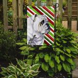 The Holiday Aisle® Azizi Bulldog English Candy Cane Holiday Christmas 2-Sided Garden Flag, Polyester in Gray/Green | 15 H x 11 W in | Wayfair