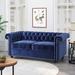 House of Hampton® 61" Velvet Rolled Arm Chesterfield Loveseat Velvet in Blue | 25.5 H x 61 W x 31.75 D in | Wayfair