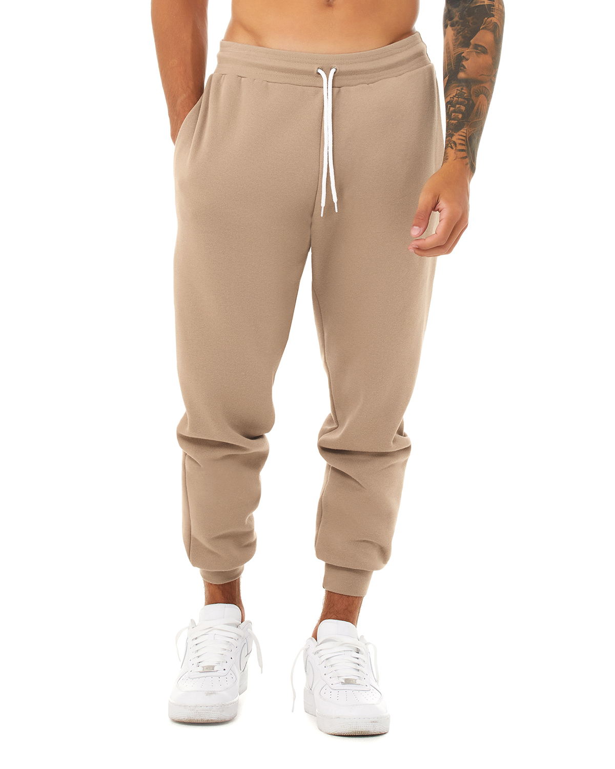 Bella + Canvas 3727 Jogger Sweatpant in Tan size XS | Polyester Blend B3727, BC3727