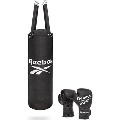 Reebok Boxsack Combat mit 12 Oz Boxhandschuhen, (Set, 3 tlg., Boxhandschuhen) schwarz-weiß Boxsäcke Kampfsportausrüstung Sportausrüstung Accessoires