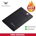 WILLIAMPOLO – portefeuille en cuir noir pour hommes 6 porte-cartes porte-monnaie de luxe pour