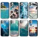 Sea Beach-Coque en silicone noir pour iPhone iPhone 13 Pro 11 12 13 Pro Poly XS Max mini 7 X