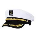Chapeau de Capitaine de Marine Brodé pour Adulte Déguisement de Yacht Soleil Marin Halloween