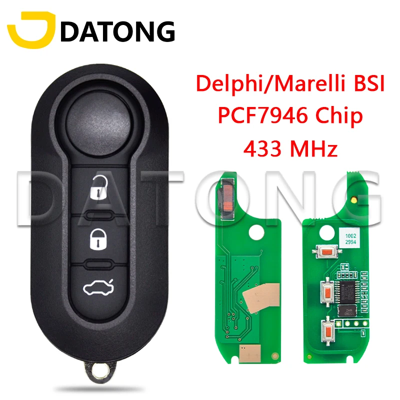 Datong World clé de voiture pour Fiat 500L Ducato citroën cavalier Peugeot Boxer Marelli Fiat 500 Doblo Grande Punto Delphi PCF7946 433MHz