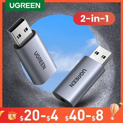 UGREEN – carte son USB vers 3.5mm adaptateur d'interface Audio pour écouteurs micro pour PC