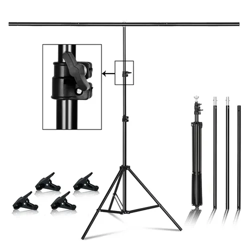 Support de fond en métal en forme de T, cadre de Support de plusieurs tailles pour photographie,