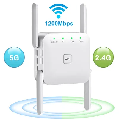 Répéteur WiFi sans fil 5 mesurz 1200Mbps 300Mbps longue portée amplificateur de signal 2.4G