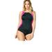 Plus Size Women's Colorblock One-Piece Swimsuit with Shelf Bra by Swim 365 in Black Fuchsia (Size 34)
