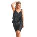 Plus Size Women's Longer-Length Tiered-Ruffle Tankini Top by Swim 365 in Black Dots (Size 16)