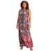 Plus Size Women's Ultrasmooth® Fabric Print Maxi Dress by Roaman's in Floral Paisley Diamond (Size 34/36) Stretch Jersey Long Length Printed