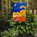 Red Barrel Studio® Orange Tabby Cat on the Fence 2-Sided Garden Flag, Polyester in Blue/Orange/Yellow | 15 H x 11 W in | Wayfair