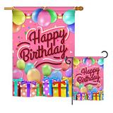 The Holiday Aisle® Tybee Celebrate Happy Birthday Special Occasion Party & Celebration Impressions 2-Sided Flag Set in Pink | Wayfair