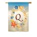 Highland Dunes Radford Summer Monogram 2-Sided Polyester Garden Flag Metal in Blue/Yellow/Brown | 40 H x 28 W in | Wayfair