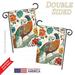 Bungalow Rose Suzani Peacock Garden Friends Birds Impressions 2-Sided 19 x 13 in. Garden Flag, Polyester in Green/Brown | 18.5 H x 13 W in | Wayfair