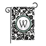 Winston Porter Penfield Damask Monogram 2-Sided Polyester Garden Flag Metal in Black | 40 H x 28 W in | Wayfair 4CFCCF72042041C78EE6200893ACACBD