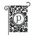 Winston Porter Penfield Damask Monogram 2-Sided Polyester Garden Flag in Black | 18.5 H x 13 W in | Wayfair E434BE78B07B44EA8DF9A25FC02AE916