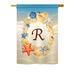 Highland Dunes Radford Summer Monogram 2-Sided Polyester Garden Flag in Blue/Yellow/Brown | 18.5 H x 13 W in | Wayfair