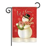 The Holiday Aisle® Dirit Scarf Snowman Let it Snow Winter Seasonal Christmas Impressions 2-Sided 19 x 13 in. Garden Flag, in Red | Wayfair