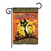 The Holiday Aisle® Sofren Halloween Black Cat 2-Sided Polyester Garden Flag in Orange/Black | 18.5 H x 13 W in | Wayfair