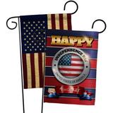 The Holiday Aisle® Parik Happy Independence Day Americana Fourth of July Impressions Decorative 2-Sided 19 x 13 in. Garden Flag | Wayfair