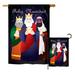 The Holiday Aisle® Bowmanville Feliz Navidad Winter Nativity Impressions 2-Sided 28 x 19 in. Flag Set in Black/Brown | 28 H x 18.5 W in | Wayfair