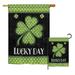 The Holiday Aisle® Curson Lucky Day Clover Spring St. Patrick 2-Sided Polyester 40 x 28 in. Flag Set in Black/Green | 40 H x 28 W in | Wayfair