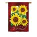 August Grove® Iisle Welcome Sunflowers 2-Sided Polyester House Flag in Green/Red/Yellow | 18.5 H x 13 W in | Wayfair