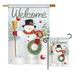 The Holiday Aisle® Buck Snowman Wreath Winter Christmas Impressions 2-Sided Polyester 40 x 28 in. Flag Set in Gray | 40 H x 28 W in | Wayfair