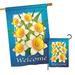 August Grove® Leea Daffodils Spring Floral Impressions 2 Piece 2-Sided Polyester House Flag Set in Blue/Yellow | 28 H x 18.5 W in | Wayfair