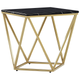 Beistelltisch Schwarz MDF Marmor Optik quadratisch 50x50 cm mit goldenem Metallgestell Modern Glamour Stil Sofatisch Wohnzimmer Salon Möbel