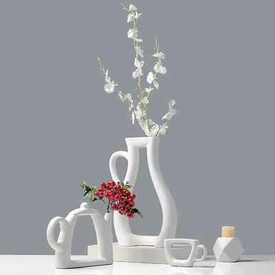 Pot de fleur en céramique blanche style moderne vase décoratif de mariage accessoires de