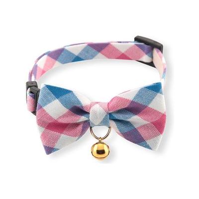 Necoichi Purrfect Picnic Bow Tie Cotton Breakaway Cat Collar with Bell, Blue, One Size: 8.2 to 13.7-in neck, 1/2-in wide