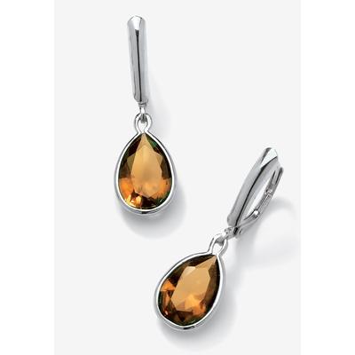 Women's Sterling Silver Drop Earrings Pear Cut Sim...