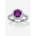 Women's Sterling Silver Simulated Birthstone and Cubic Zirconia Ring by PalmBeach Jewelry in February (Size 9)
