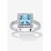 Women's Simulated Birthstone and Crystal Halo Ring in Sterling Silver by PalmBeach Jewelry in March (Size 7)