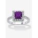 Women's Simulated Birthstone and Crystal Halo Ring in Sterling Silver by PalmBeach Jewelry in February (Size 5)